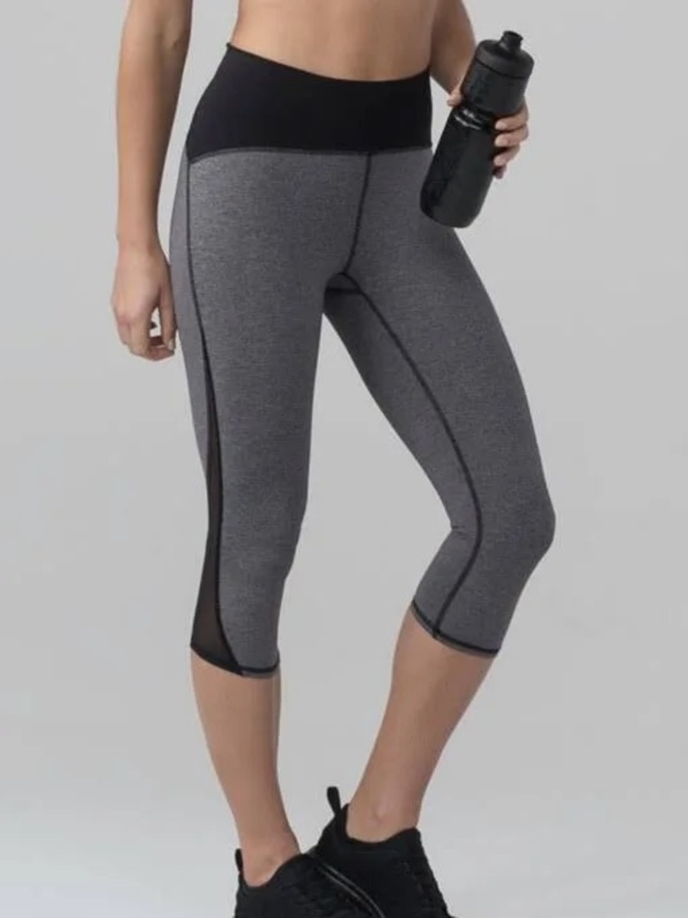 Lululemon Train Times Crop Capri Leggings Heathered Grey Black Size 4 W6AHVS